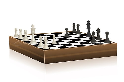Wooden Chess Board with Chess Pieces